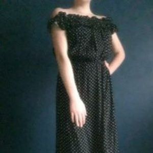 Black and white polka dot dress.